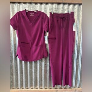 Cherokee Allura/Scrub Set/Women's /Wine/top small/pants small